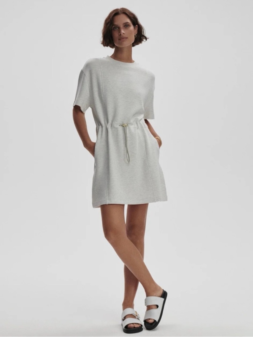 Varley Maple Dress 2.0 Doublesoft Casual Drawstring Knit T-Shirt Dress - Picture 2 of 15